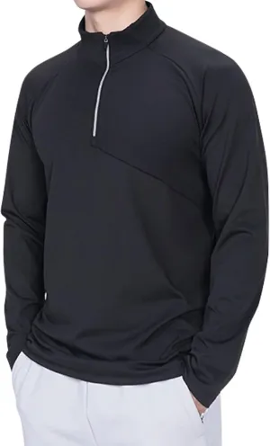 Quarter Zip Pullover Men Lightweight Long Sleeve Hiking Athletic Sweatshirts Performance Mock Neck 3/4 Zip Sweatshirt