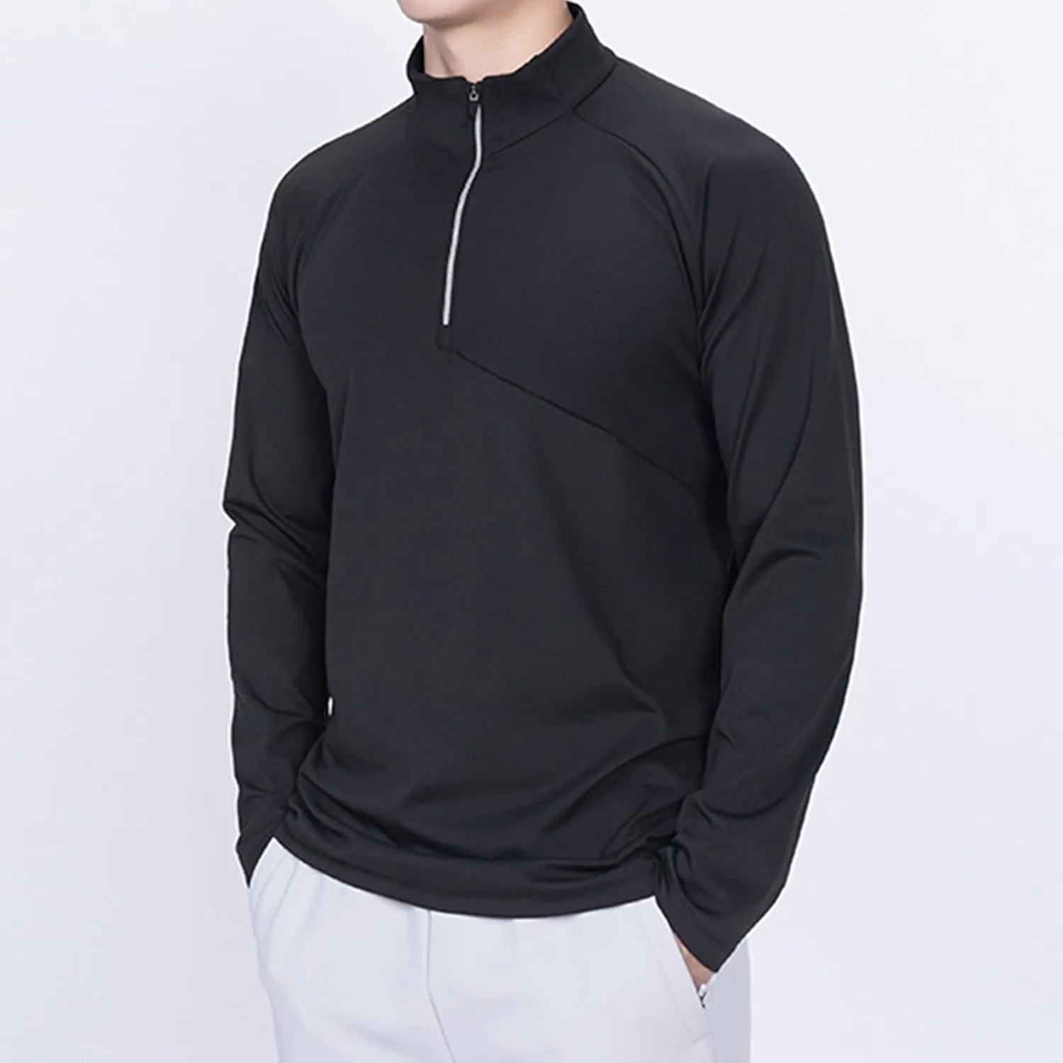 Quarter Zip Pullover Men Lightweight Long Sleeve Hiking Athletic Sweatshirts Performance Mock Neck 3/4 Zip Sweatshirt