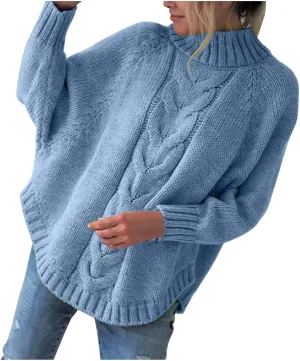 Ribbed Knit Sweaters for Women Long Sleeve Turtleneck Sweater Winter Fashion Tops Solid Color Sweater Blouse