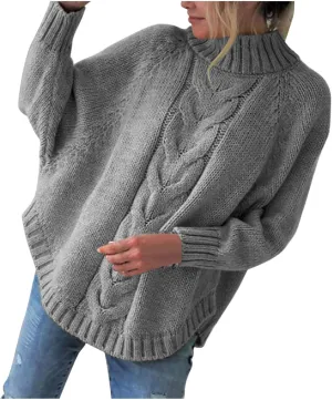 Ribbed Knit Sweaters for Women Long Sleeve Turtleneck Sweater Winter Fashion Tops Solid Color Sweater Blouse