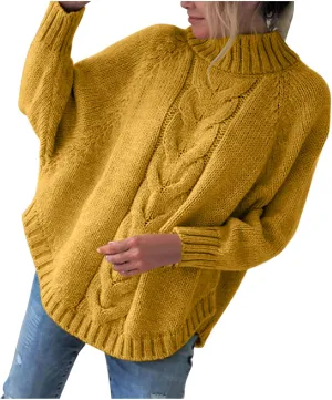Ribbed Knit Sweaters for Women Long Sleeve Turtleneck Sweater Winter Fashion Tops Solid Color Sweater Blouse
