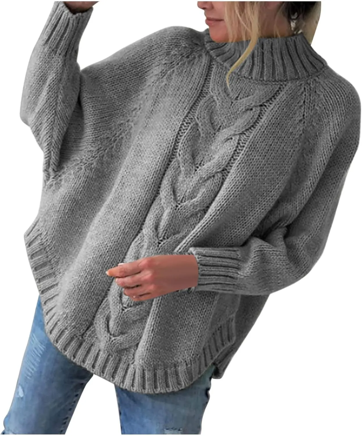 Ribbed Knit Sweaters for Women Long Sleeve Turtleneck Sweater Winter Fashion Tops Solid Color Sweater Blouse