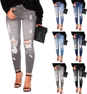 Ripped Jeans Womens Fall Fashion 2024 Trendy Stretchy Skinny Jeans Boyfriend Distressed Jeans Destroyed Denim Jeggings