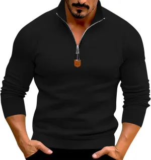 RTTUIOP Mens 1/4 Zip Pullover Fleece Western Sweaters Work Pullover Long Sleeve Solid Warm V Neck Quarter Zip Pullovers