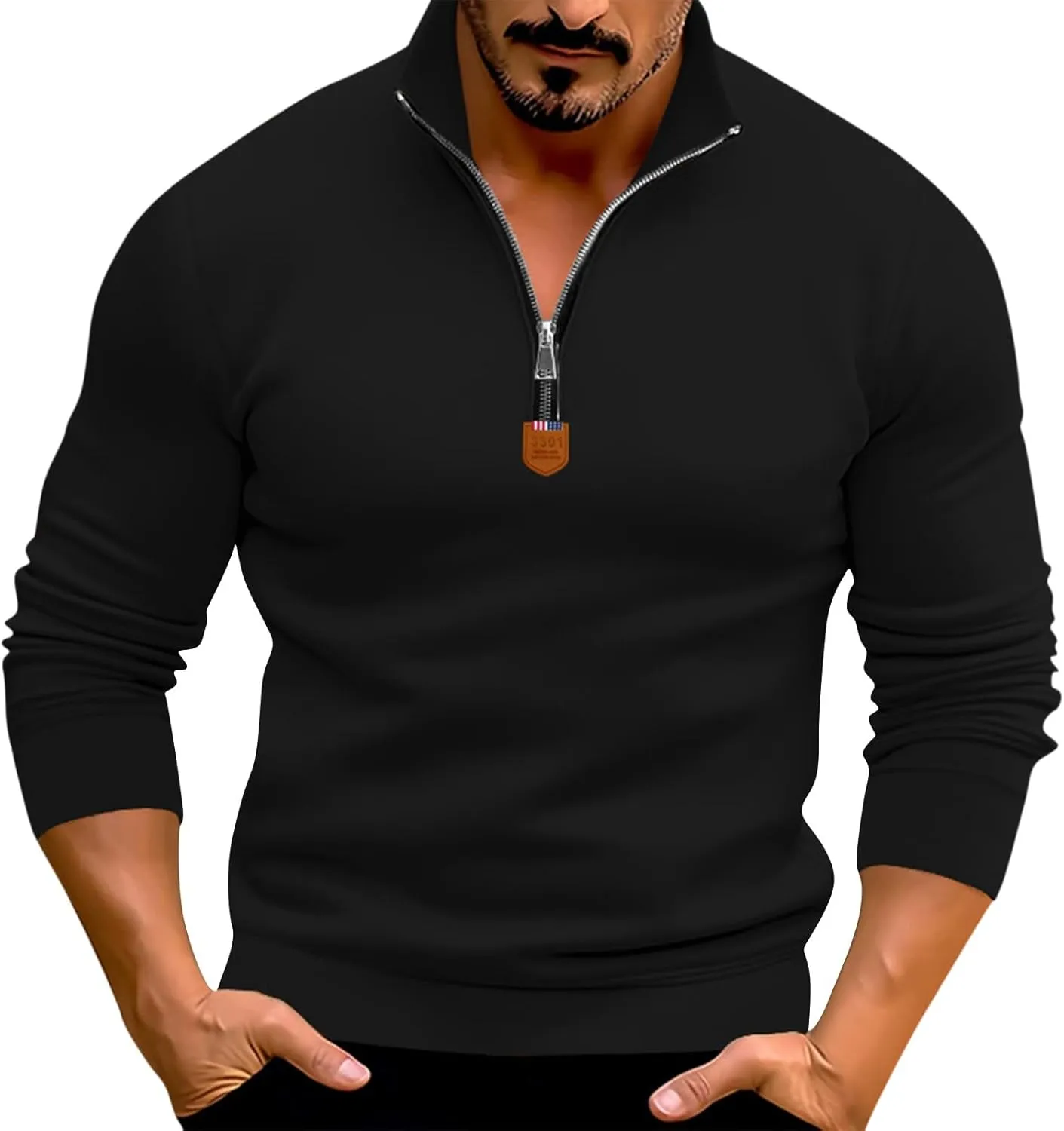 RTTUIOP Mens 1/4 Zip Pullover Fleece Western Sweaters Work Pullover Long Sleeve Solid Warm V Neck Quarter Zip Pullovers