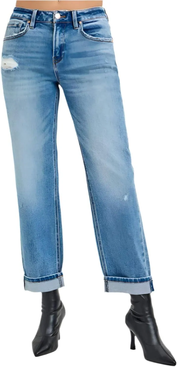 SALT TREE Risen Jeans - High Rise Ankle Boyfriend Distressed Jeans - PGA21013