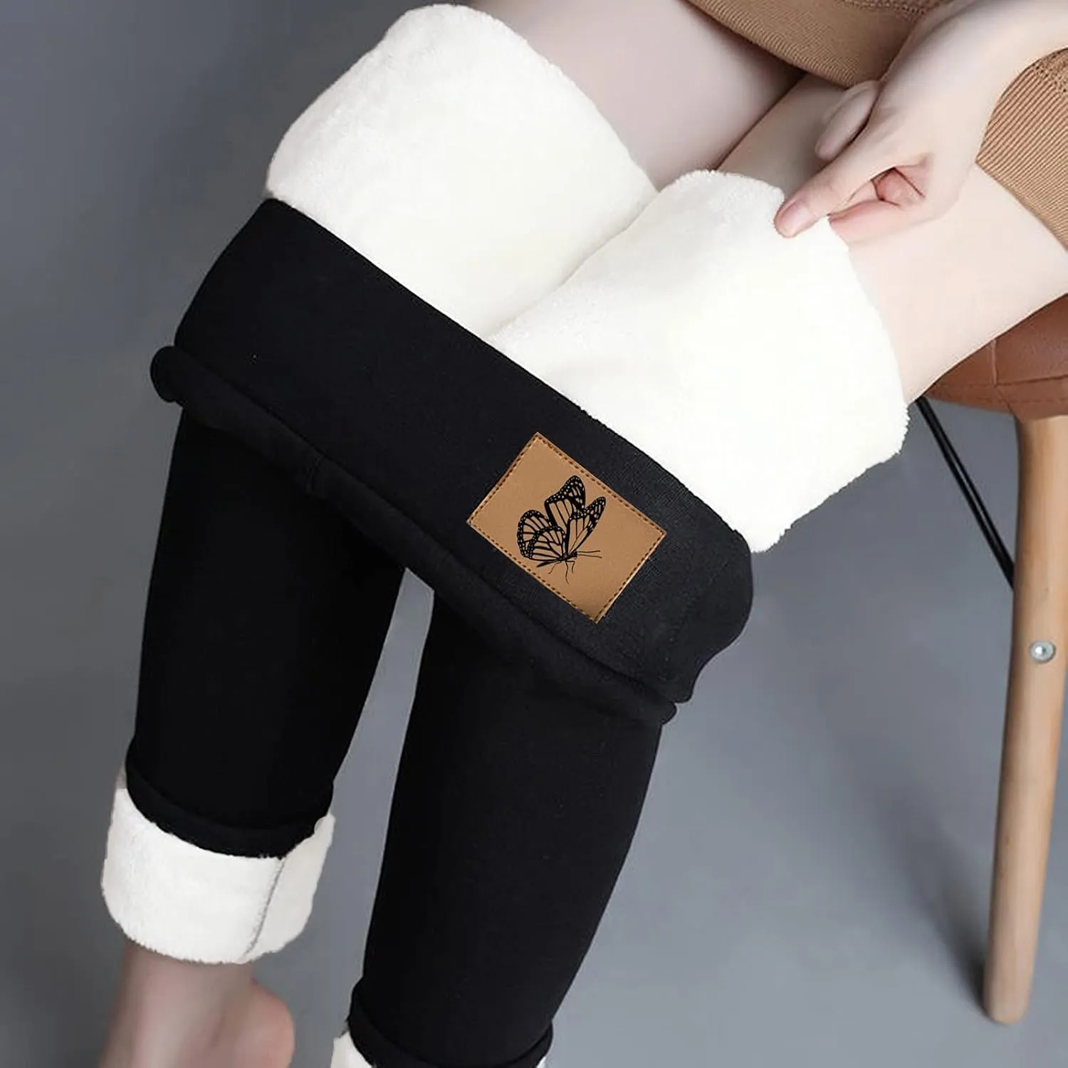 sdbrld Fleece Lined Leggings Women Soft Thermal Pants High Waist Tummy Control Stretchy Warm Thick Sherpa Winter Tights Pants