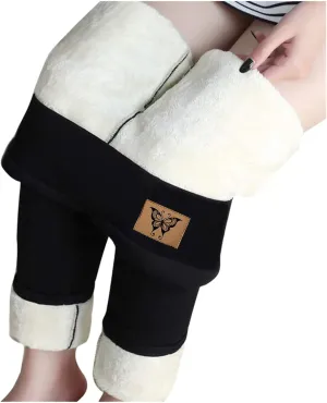 sdbrld Fleece Lined Leggings Women,Womens Fleece Lined Leggings High Waist Thick Warm Soft Pants Tummy Control Thermal Tights