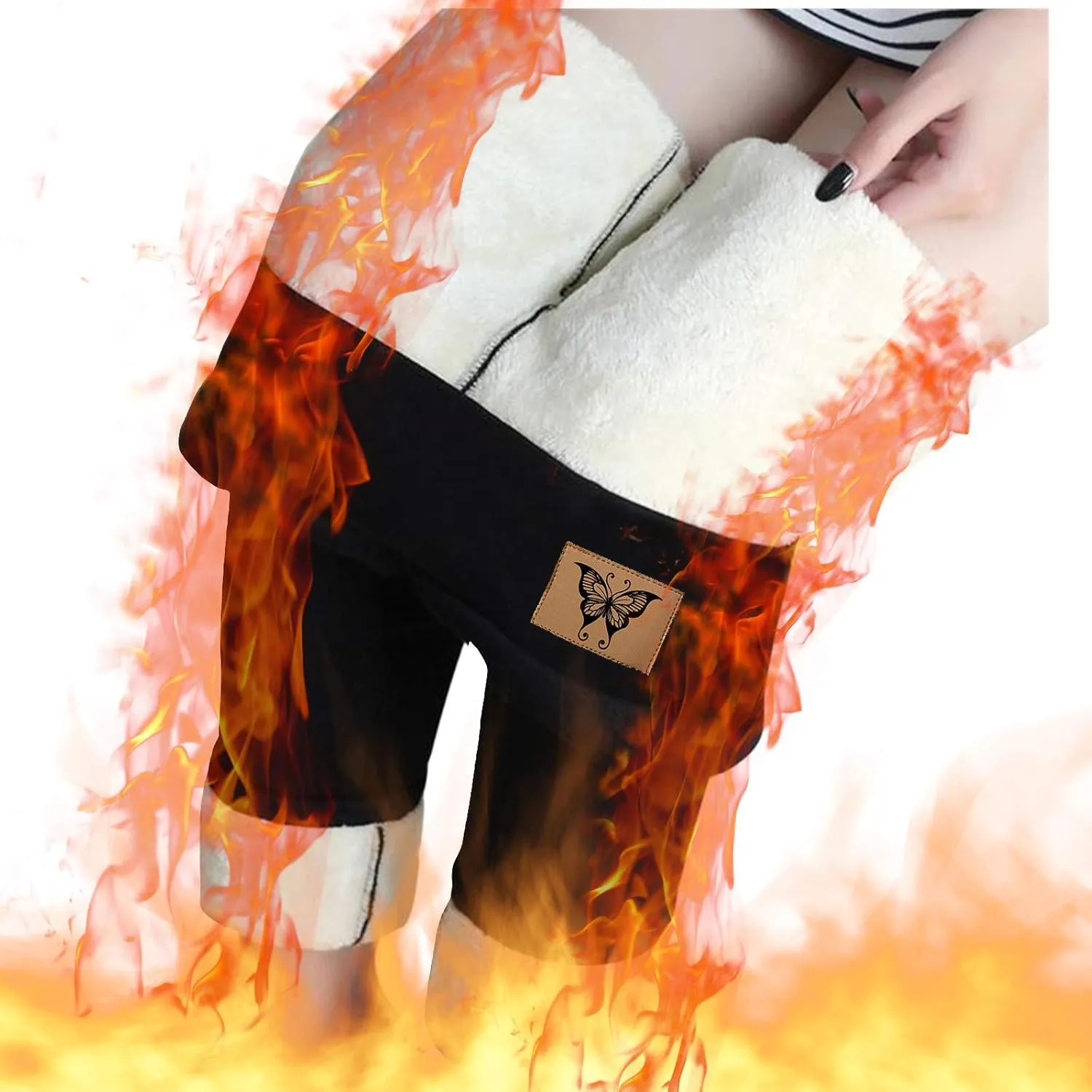 sdbrld Fleece Lined Leggings Women,Womens Fleece Lined Leggings High Waist Thick Warm Soft Pants Tummy Control Thermal Tights