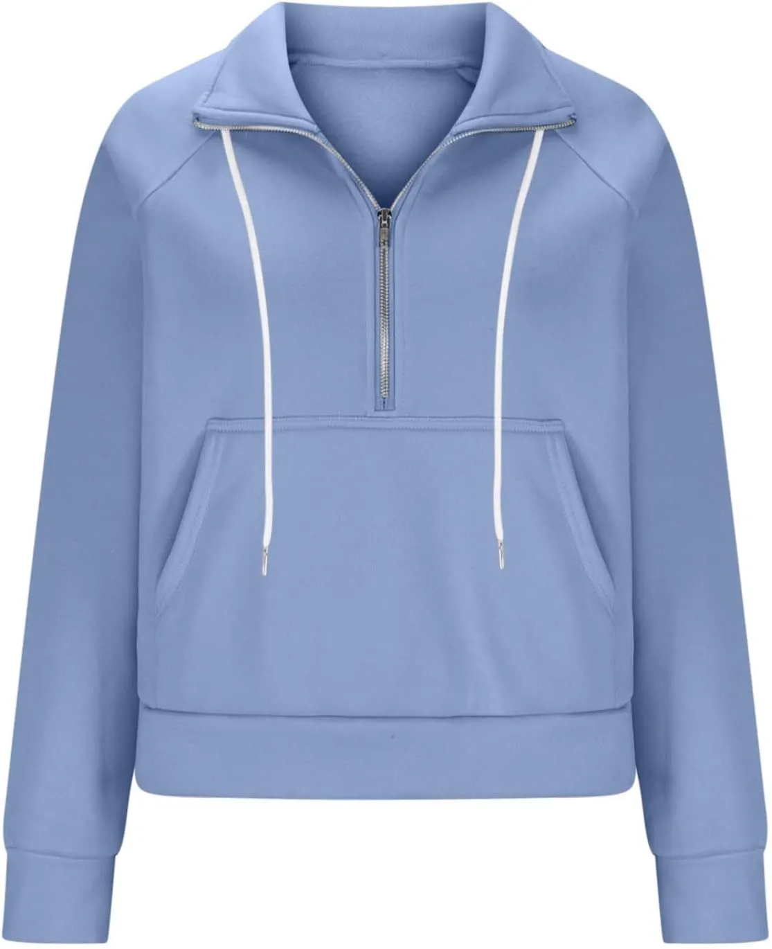 SEAOPEN Half Zip Sweatshirts Women Cropped Hoodies Long Sleeve Drawstring Pullover Top Fall Fleece Jackets with Pocket