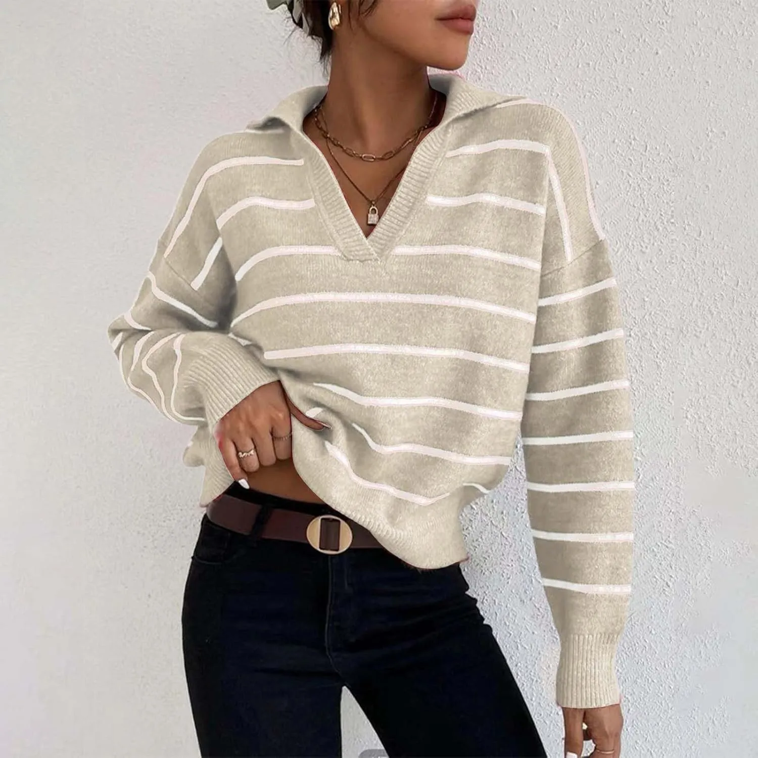 SHAOBGE Womens Sweaters Crop Half Zip Pullover Women Over Sized Sweaters Trendy Clothing for Women
