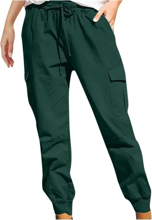 SHOPESSA Womens Jogger Cargo Pants with Pockets High Waisted Drawstring Sweatpants Relaxed Fit Cargo Pants Comfy Lounge Pants