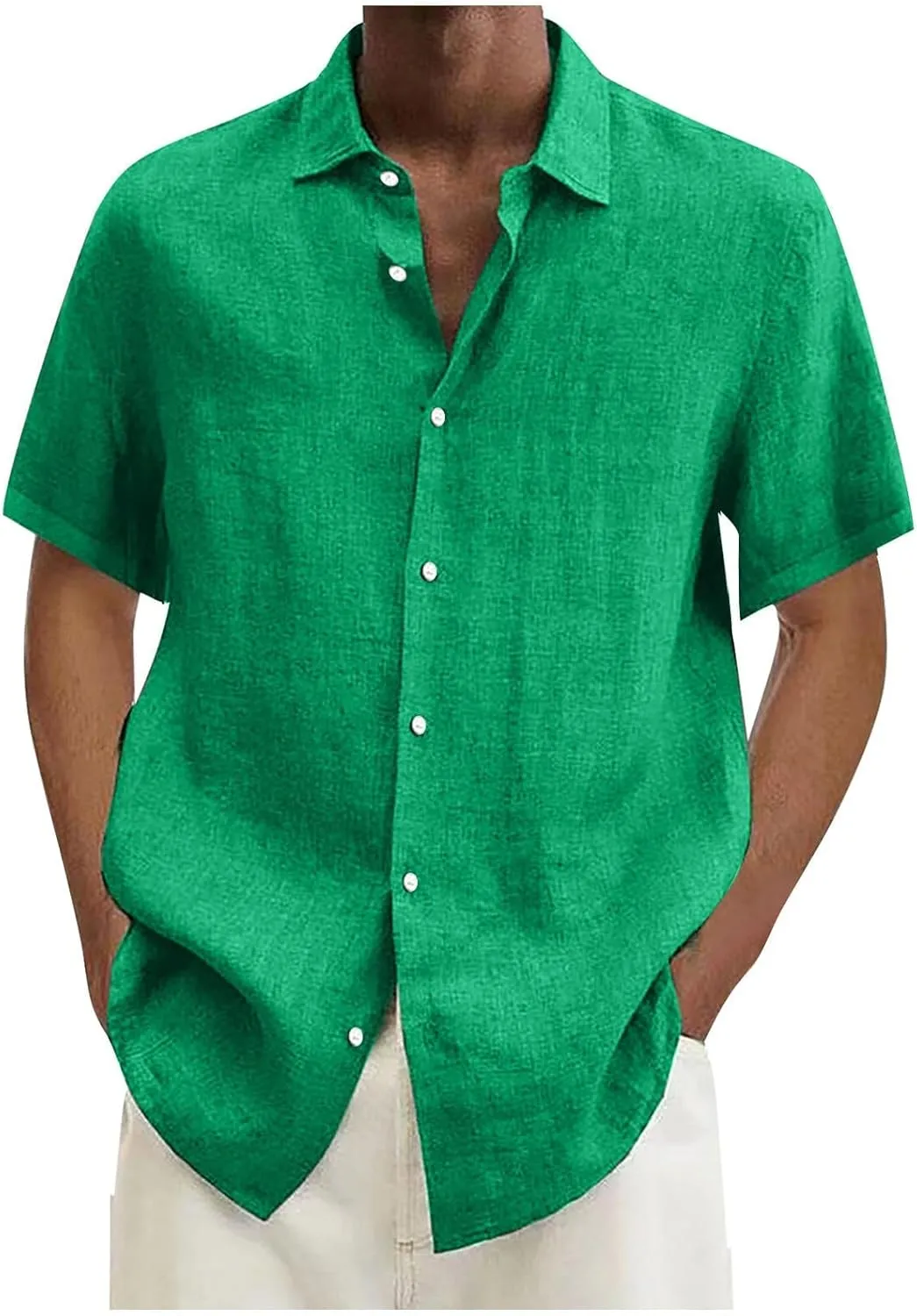 Short Sleeve Shirts for Men Hawaiian Button Down Casual Summer Western Shirts Beach Solid Tshirts Collared Neck Tops