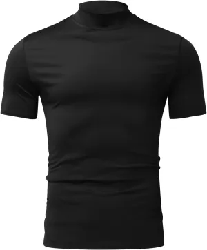 Short Sleeve Turtleneck Men Fall Thermal High Collar Pullover Solid Tops Casual Turtleneck Mock Neck Slim T Shirt