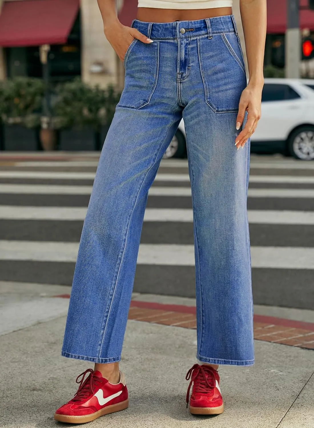 Sidefeel Womens Jeans Trendy 2025 High Waisted Wide Leg Straight Leg Stretchy Jeans