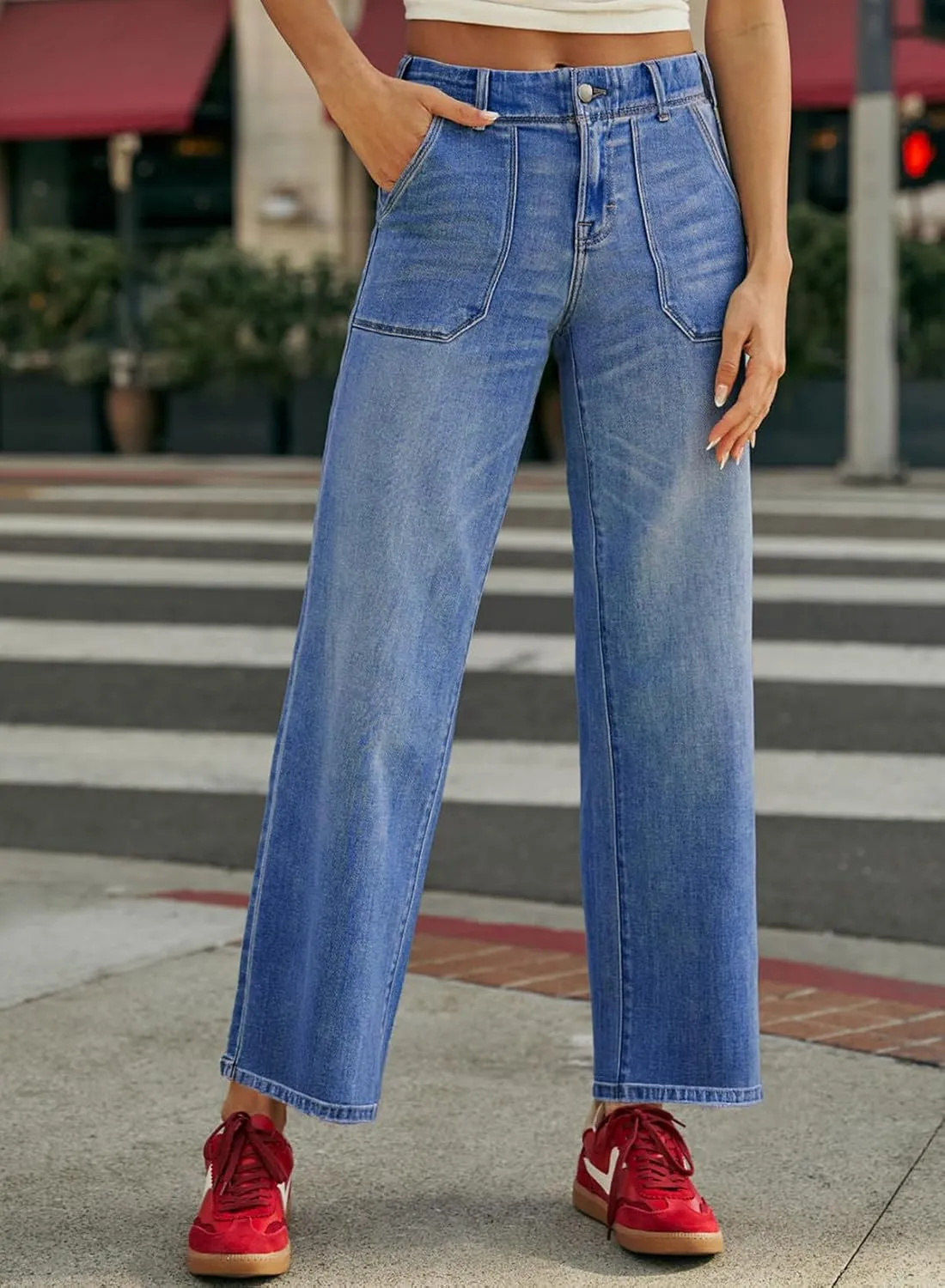 Sidefeel Womens Jeans Trendy 2025 High Waisted Wide Leg Straight Leg Stretchy Jeans