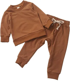 Simple Toddler Baby Jogger Sets Girl Boy Kids neutral Clothes Casual Long Sleeve Sweatshirts Tops Pants Outfits