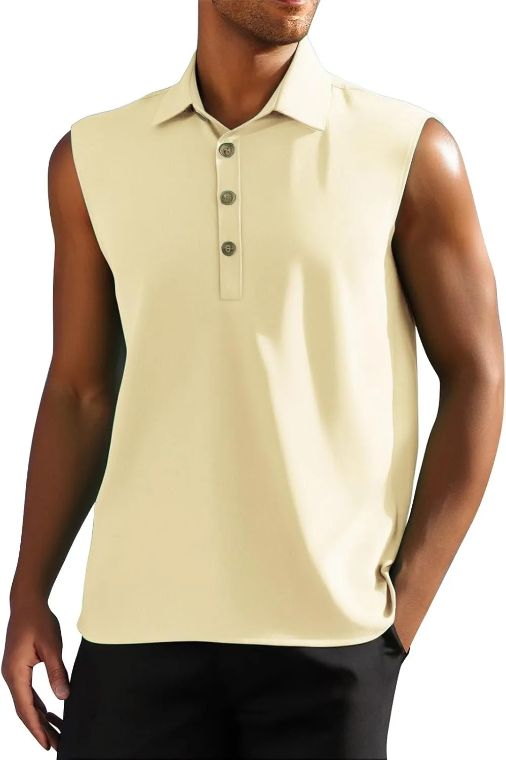 Sleeveless Beach Shirts for Men Stylish Button Up Tank Tops Summer Casual Lapel Collared Big and Tall Lapel Vest Shirt