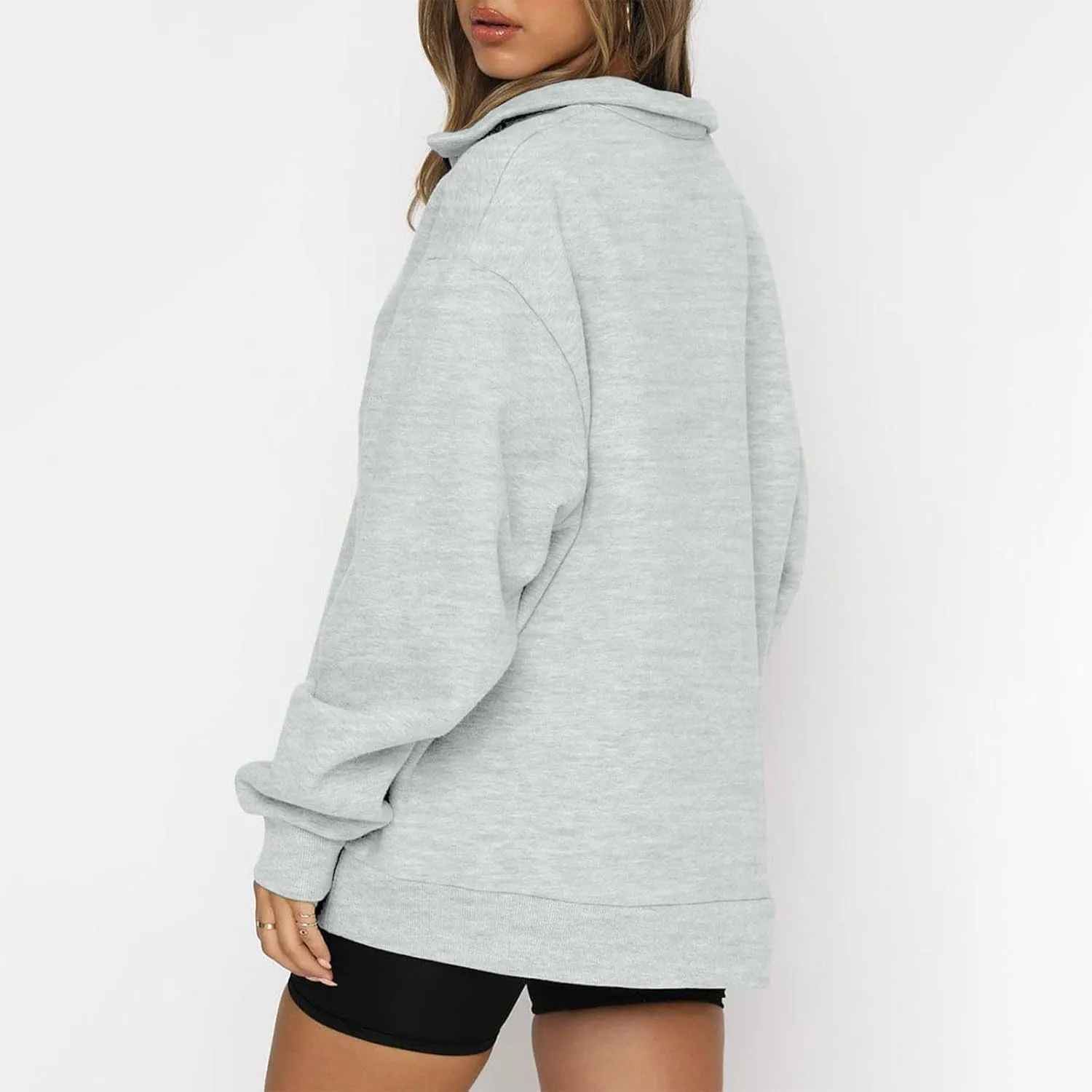 slqdgmryz Quarter Zip Pullover Women Fleece Oversized Sweatshirt 1/4 Zipper Drop Shoulder Cute Sweatshirts for Teen Girls