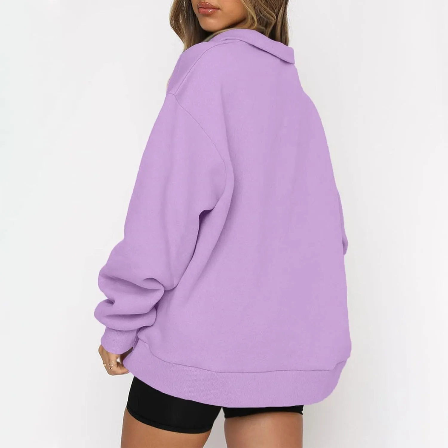 slqdgmryz Quarter Zip Pullover Women Fleece Oversized Sweatshirt 1/4 Zipper Drop Shoulder Cute Sweatshirts for Teen Girls