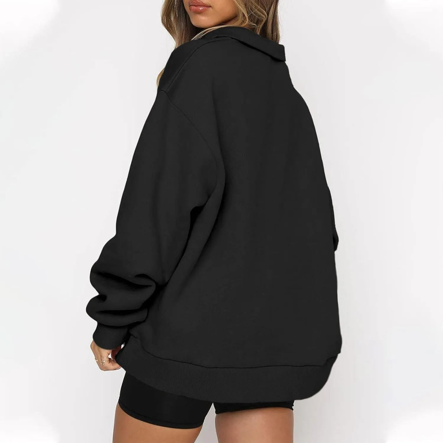 slqdgmryz Quarter Zip Pullover Women Fleece Oversized Sweatshirt 1/4 Zipper Drop Shoulder Cute Sweatshirts for Teen Girls