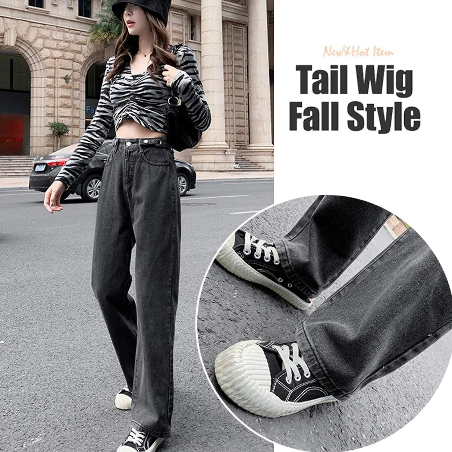 SMIDOW Women High Waisted Straight Leg Jeans Pants Bootcut Jeans Dressy Casual Denim Trousers Baggy Jeans Regular Fit