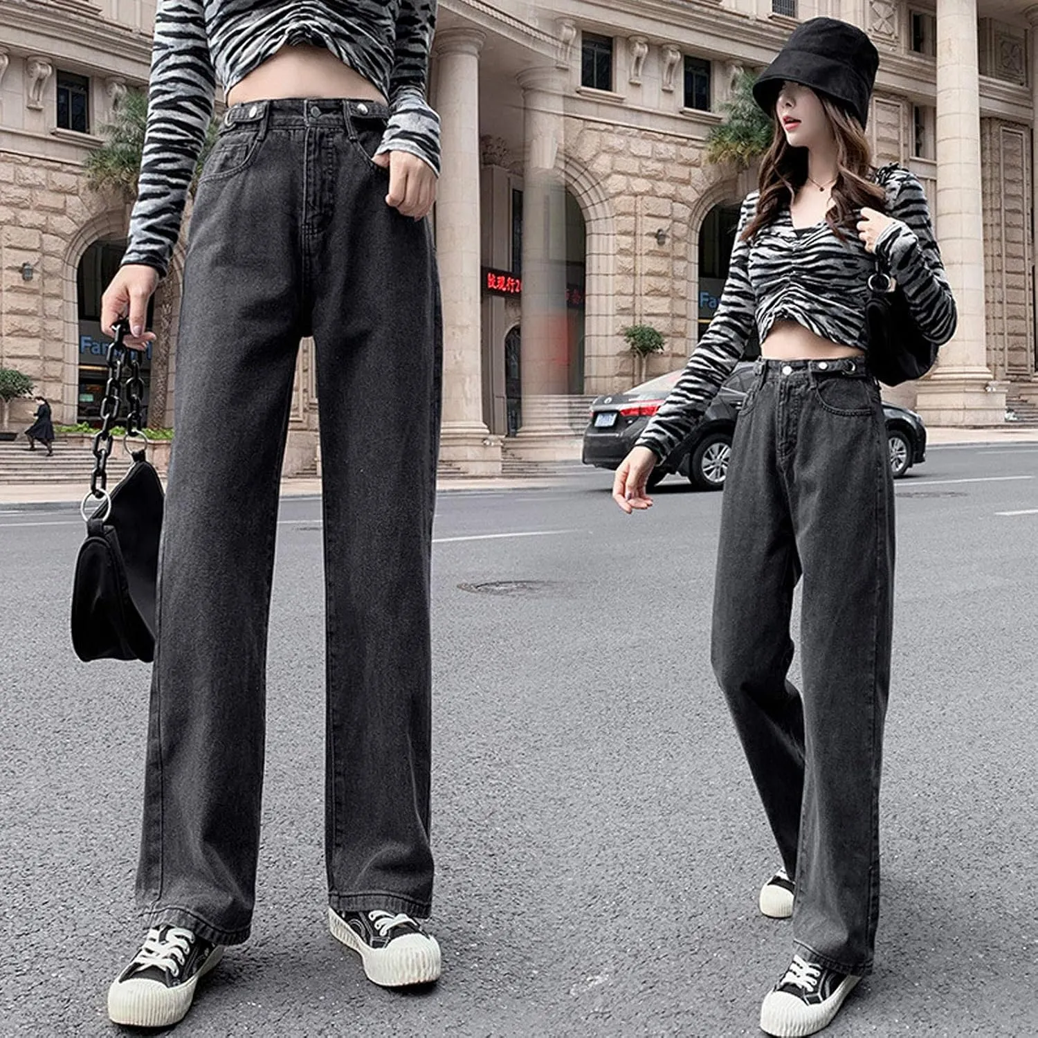 SMIDOW Women High Waisted Straight Leg Jeans Pants Bootcut Jeans Dressy Casual Denim Trousers Baggy Jeans Regular Fit