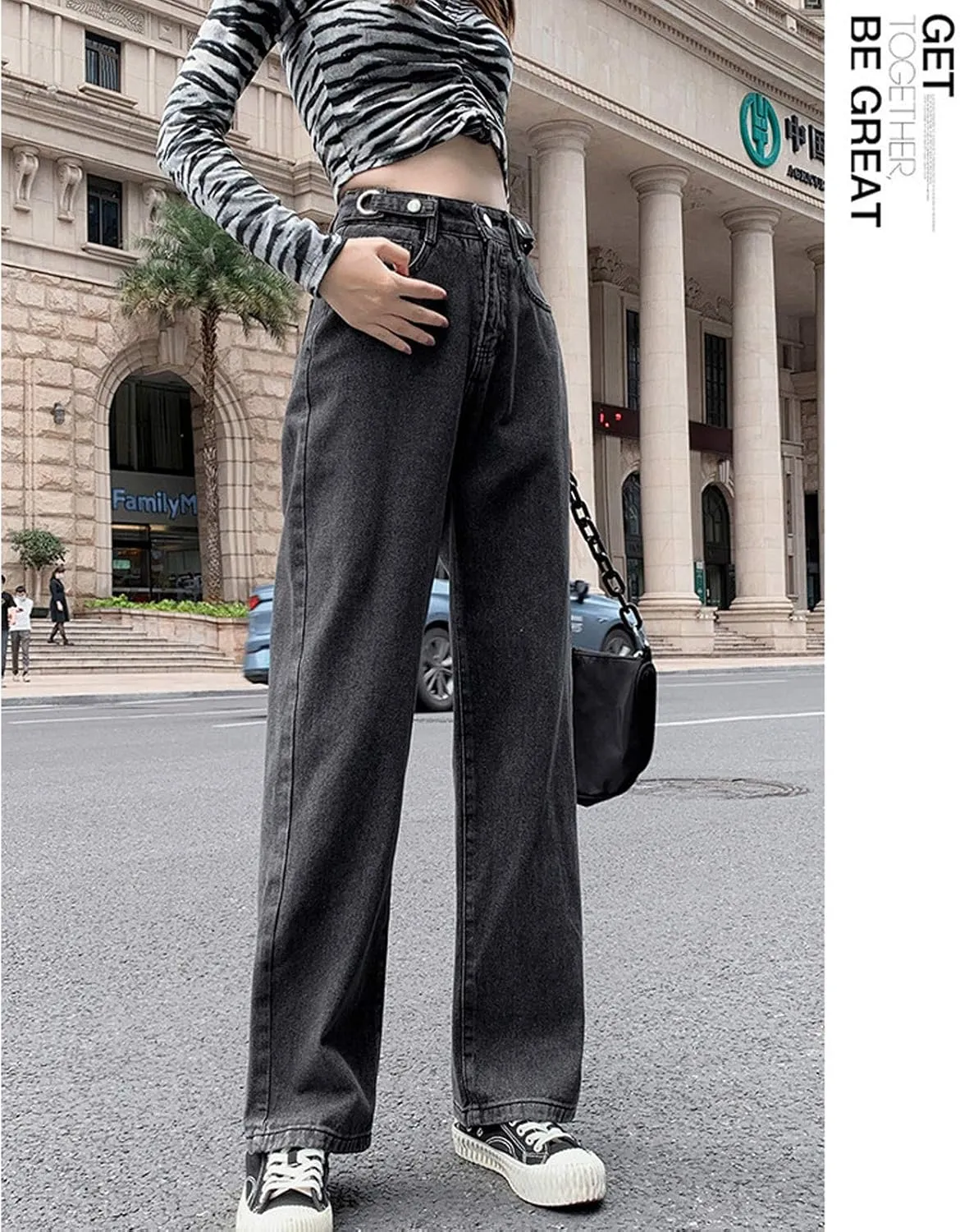 SMIDOW Women High Waisted Straight Leg Jeans Pants Bootcut Jeans Dressy Casual Denim Trousers Baggy Jeans Regular Fit