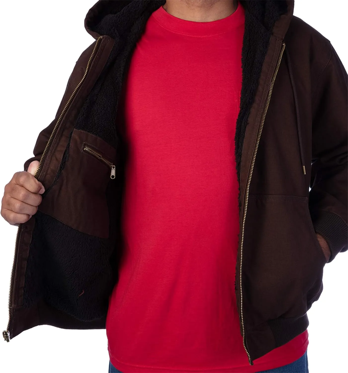 Smith's Workwear Men's Sherpa-Lined Duck Canvas Hooded Jacket
