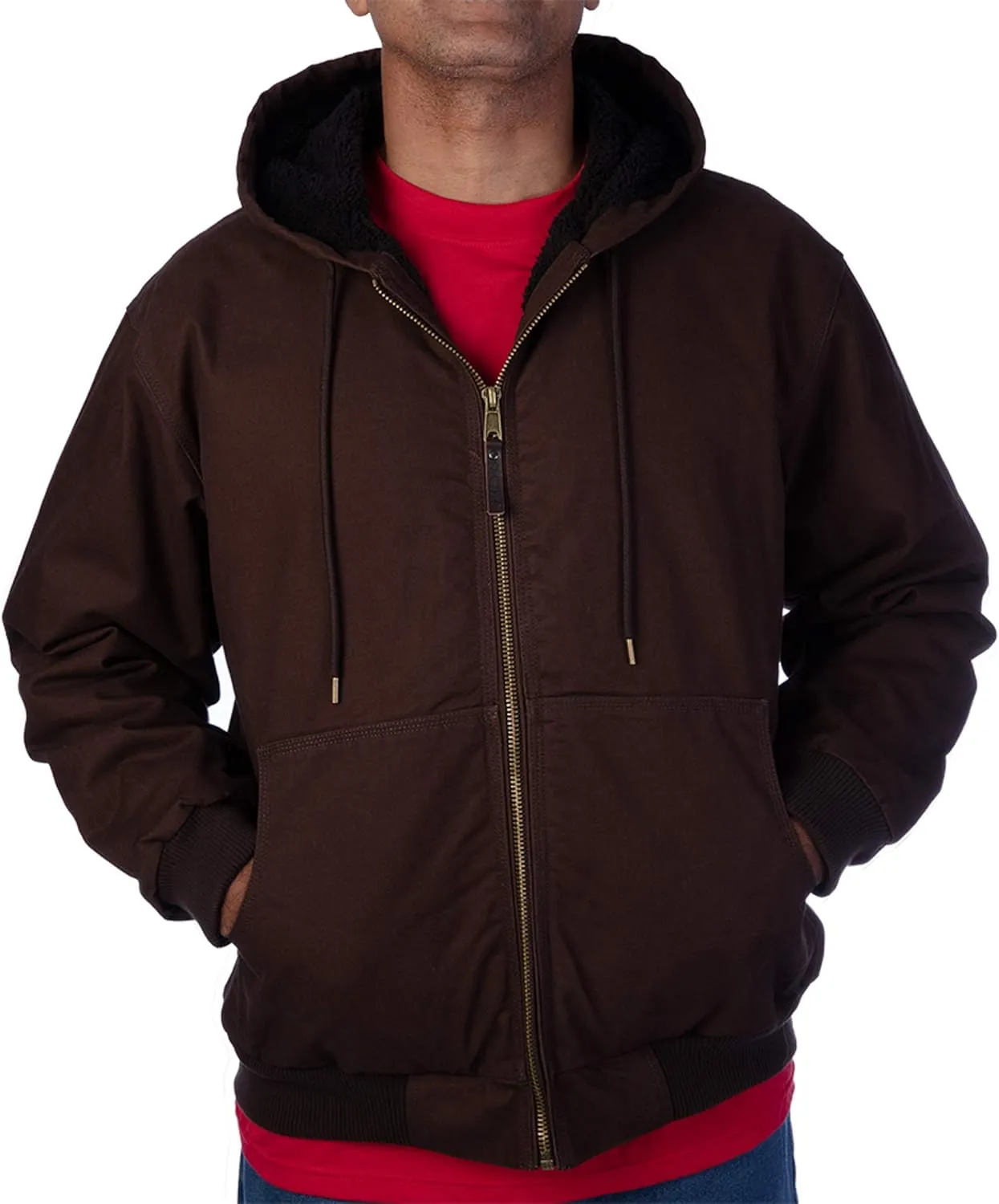 Smith's Workwear Men's Sherpa-Lined Duck Canvas Hooded Jacket