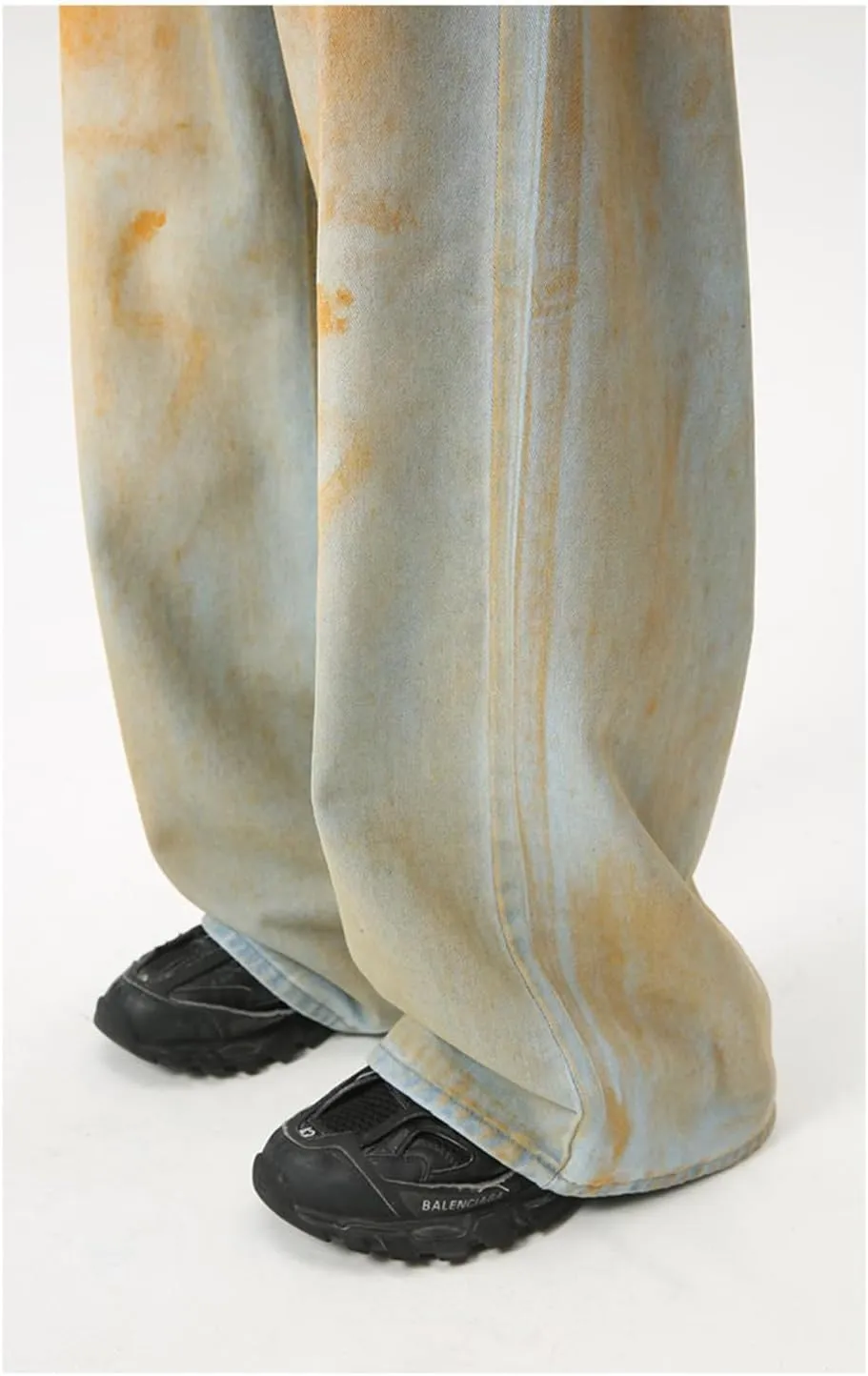 Stretch Bell Bottom Fit Comfort Flared Retro Leg Denim Jeans Relaxed Fit Men Pants