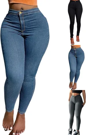 Stretch Jeans for Women Button Up Butt Lifting Skinny Petite Jeans Classic Distressed Curvy Sexy Denim Pants Pockets