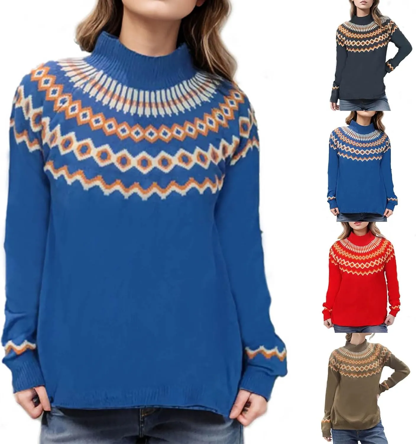 Striped Sweater for Women Striped Color Block Cable Knit Sweaters Spring Long Sleeve Crew Neck Loose Pullover Tops