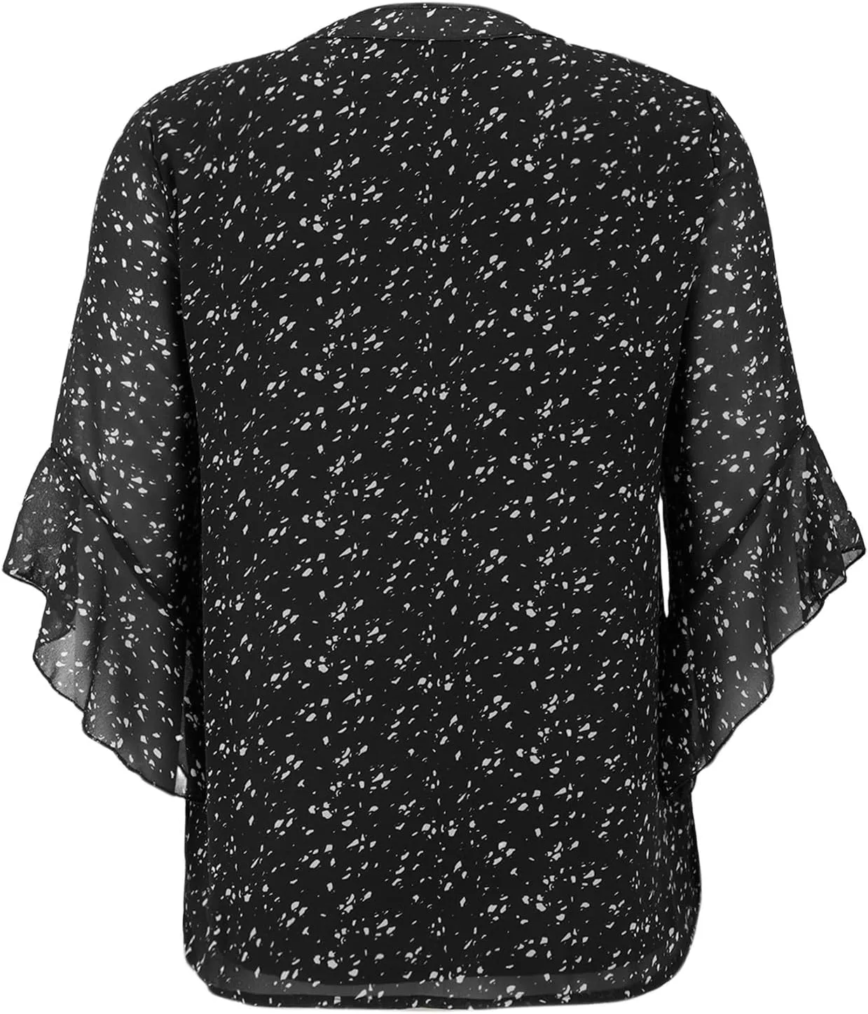 Summer Women's 3/4 Sleeve Tops Solid Color Loose Spotted Chiffon Shirts Casual Business Work Blouses