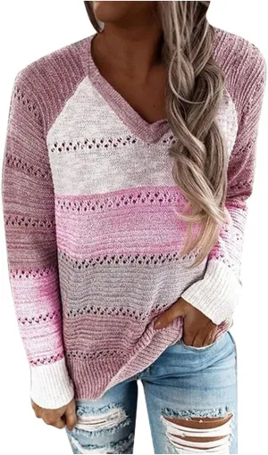 Sweaters for Women Casual Patchwork Sweaters Teen Girls Fashion Hoodies Long Sleeves Shirt Hooded Blouse Knit Pullover