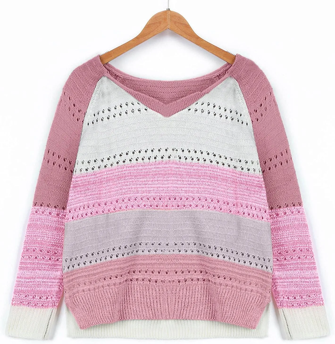 Sweaters for Women Casual Patchwork Sweaters Teen Girls Fashion Hoodies Long Sleeves Shirt Hooded Blouse Knit Pullover