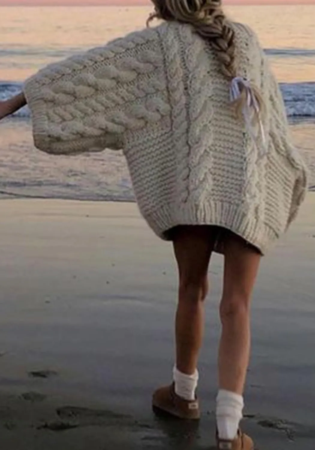 Sweaters for Women Chunky Cable Knit Sweater Loose Long Sleeves Crewneck Pullover Sweaters Slouchy Knit Tops