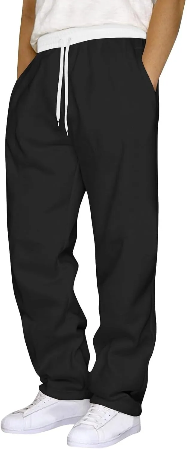 Sweatpants for Men with Pocket Open Bottom Athletic Pants for Workout,Running,Training,Jogging,Gym Color Block Jogger