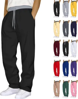 Sweatpants for Men with Pocket Open Bottom Athletic Pants for Workout,Running,Training,Jogging,Gym Color Block Jogger