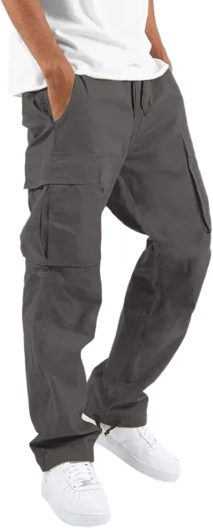 Sweatpants for Men with Pockets Heavyweight Fleece Cargo Sweatpants Stretch Elastic Waist Sports Trousers with Pocket