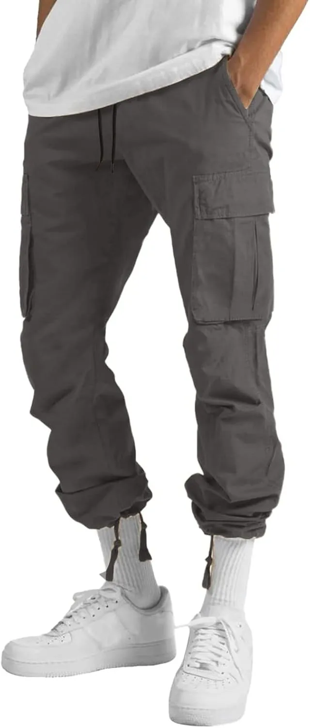 Sweatpants for Men with Pockets Heavyweight Fleece Cargo Sweatpants Stretch Elastic Waist Sports Trousers with Pocket