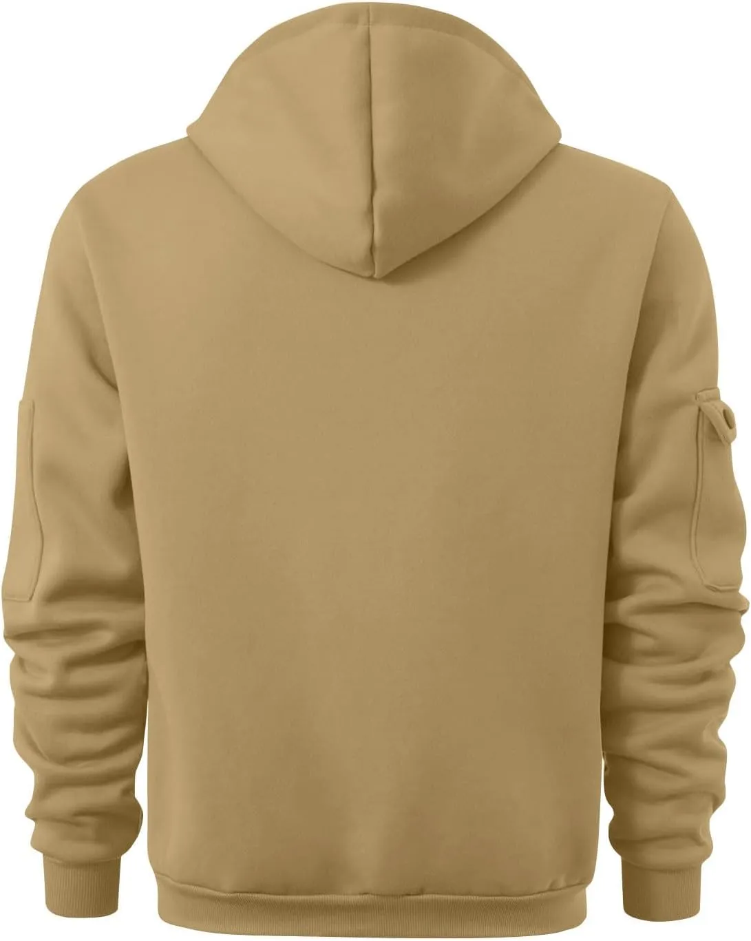 Tactical Hoodies for Men Comfy Quarter Zip Pullover with Multi Pockets Vintage Fleece Drawstring Hooded Sweatshirt
