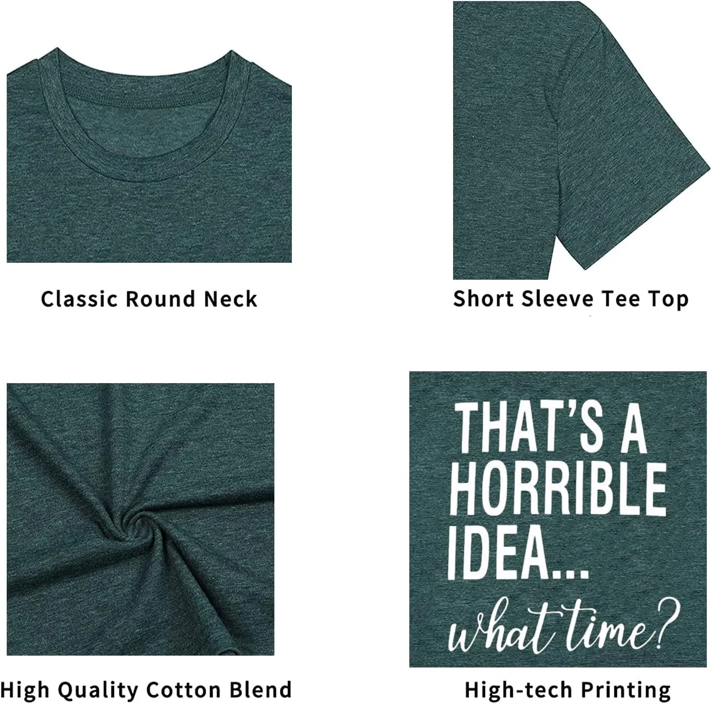Thats A Horrible Idea What Time T Shirt Womens Cute Funny Saying Letter Print Party Shirt Graphic Tee Tops
