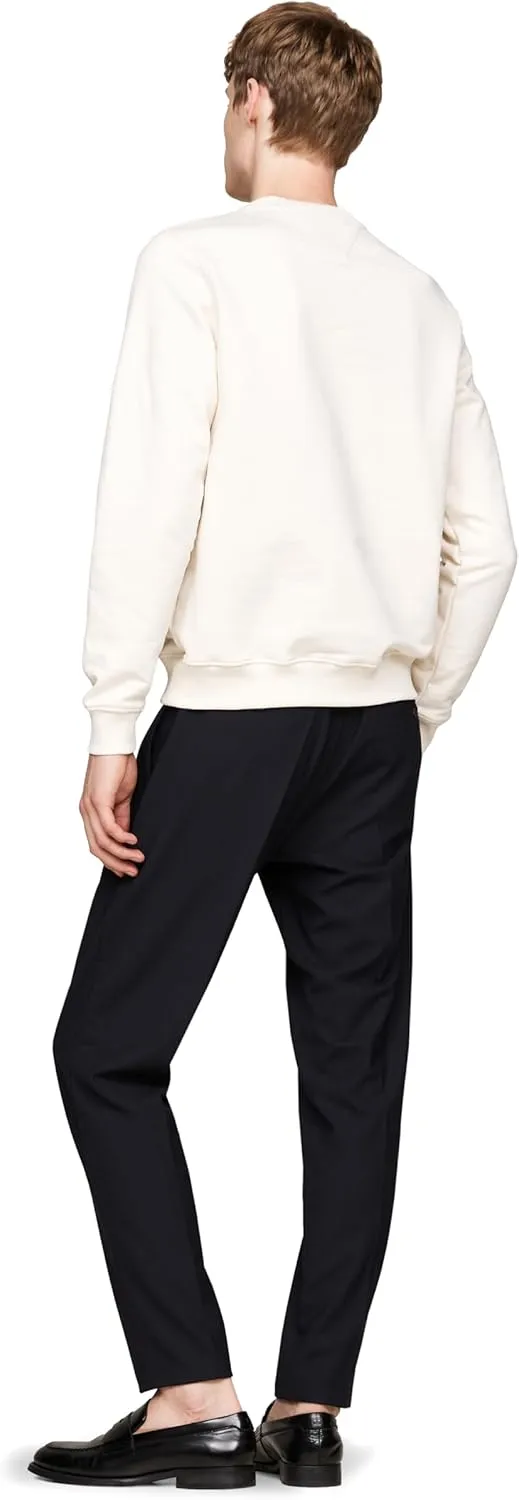 Tommy Hilfiger Men's Medium Weight Crewneck Sweatshirt with Vertical Embroidered Flag Logo