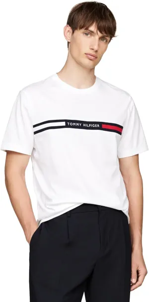 Tommy Hilfiger Men's Short Sleeve Cotton Graphic T-Shirts with Signature Stripe Logo, Also Available in Big & Tall