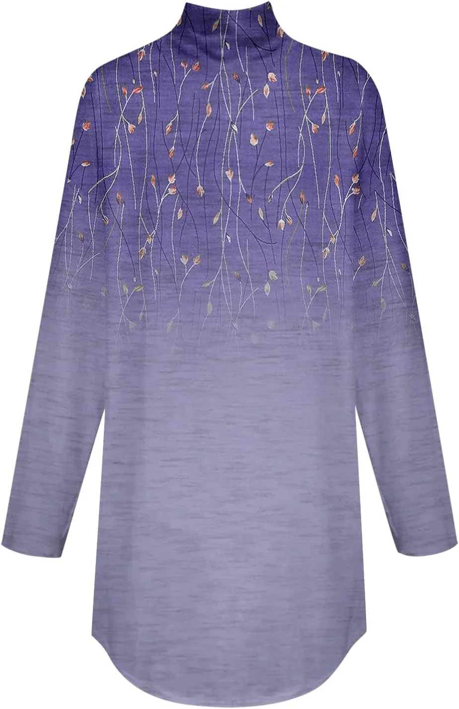 Tops for Women Trendy Long Sleeve Fall Blouses Printed Turtleneck Top Loose Winter Shirts Cozy Lightweight T Shirts