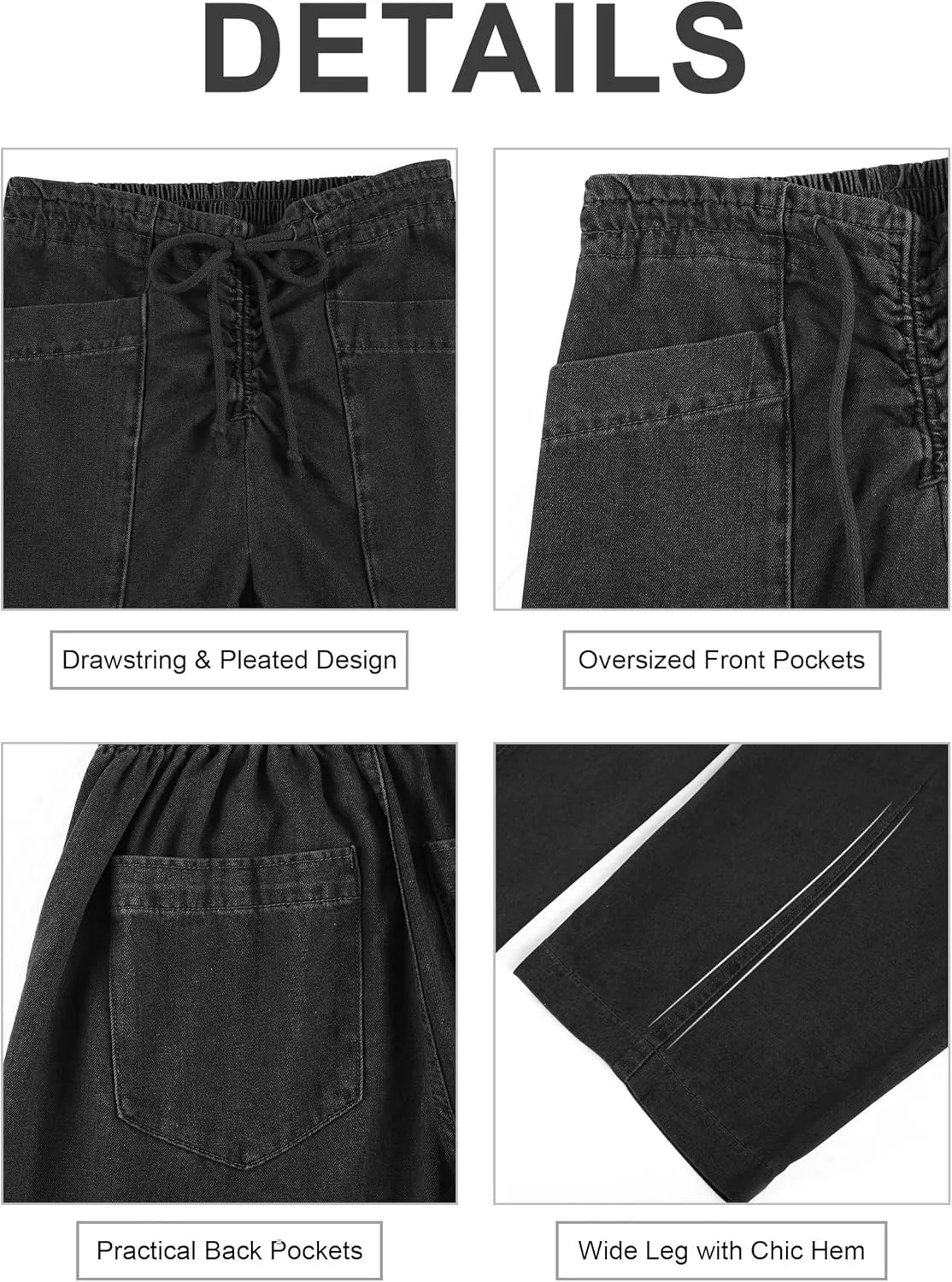 TQD Wide Leg Barrel Jeans for Women Trendy 2025 Mid Rise Baggy Boyfriend Y2K Drawstring Denim Pants with Pockets Relaxed Fit