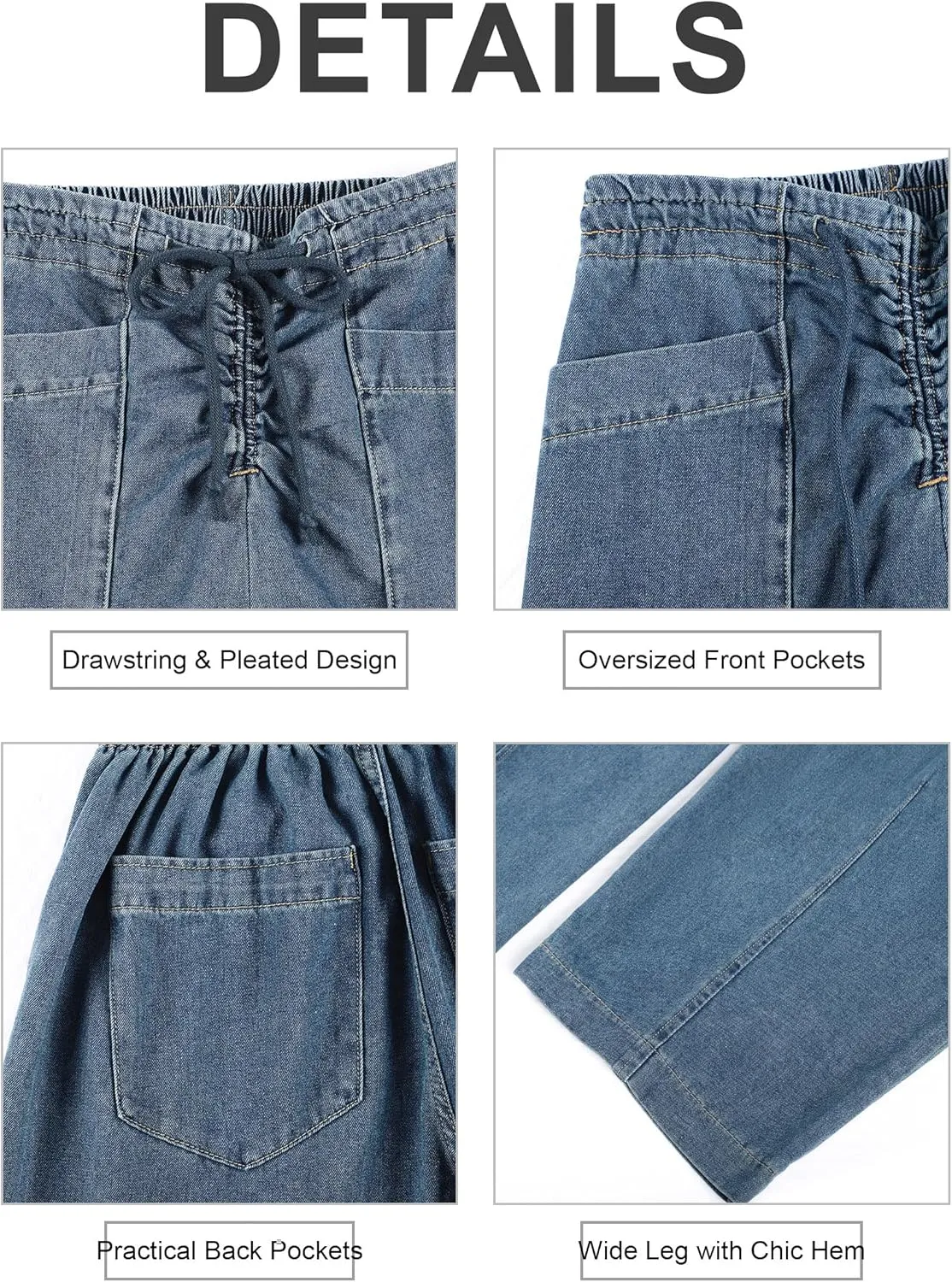 TQD Wide Leg Barrel Jeans for Women Trendy 2025 Mid Rise Baggy Boyfriend Y2K Drawstring Denim Pants with Pockets Relaxed Fit