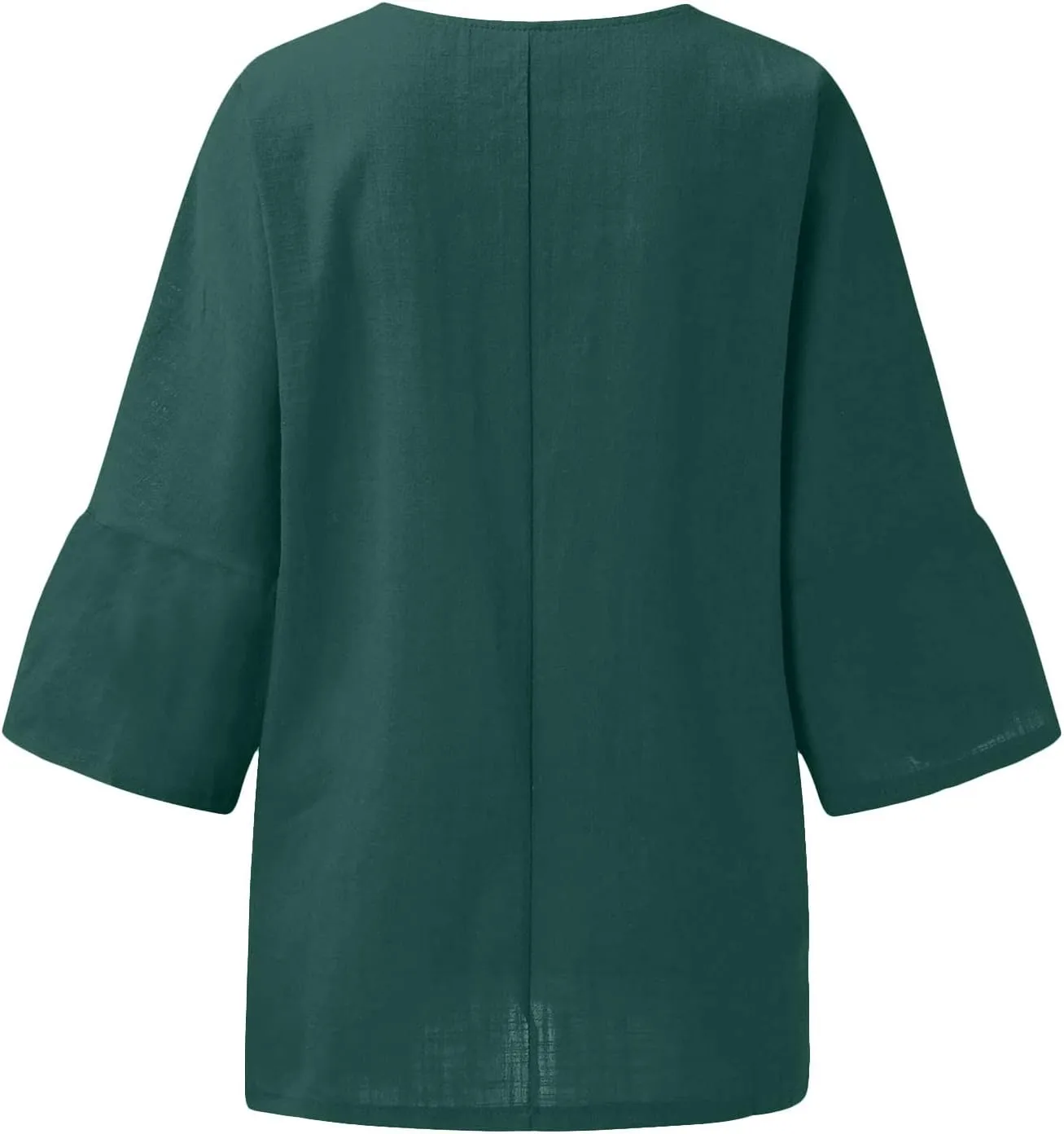 Tshirts Shirts for Women Summer Causal 3/4 Sleeve Cotton Linen Tops Loose Fit Solid Crewneck Blouse Lounge Pullover