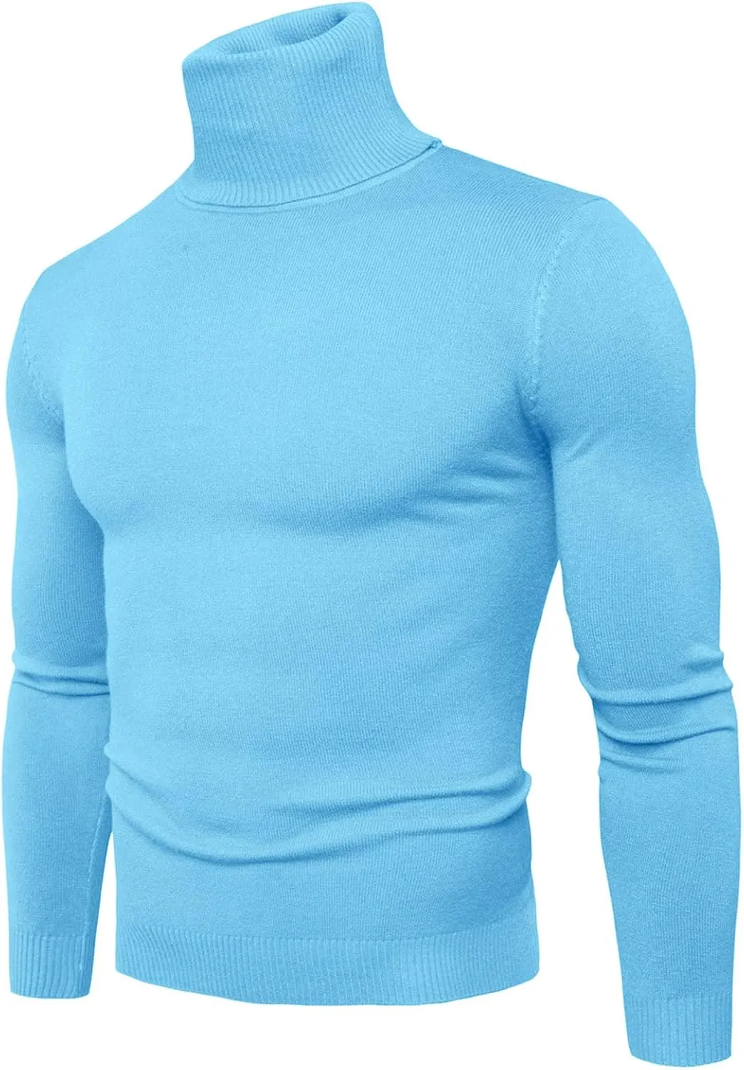 Turtleneck Men Men's Solid Long Sleeve Ribbed Slim Fit Baselayer Knitted Pullover Turtleneck Sweater T-Shirts Shirts
